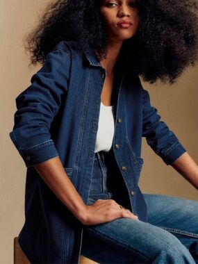 Sezane Deep Blue Denim Will Jacket